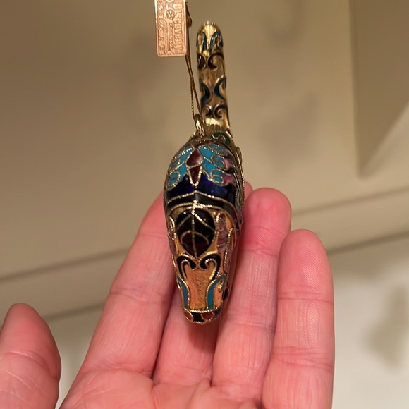 3 Vintage Cloisonné Enameled gold tone metallic Figurine Ornaments, ~3” - Picture 14 of 17